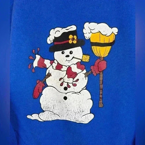 VTG Hanes Sport Snowman Winter crew neck sweatshirt size XL USA made **stain** - Picture 2 of 9